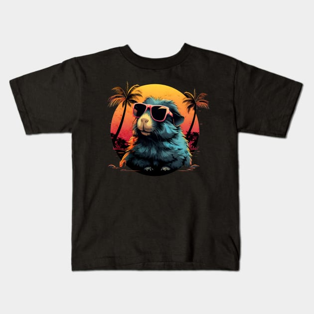 Retro Wave American Guinea Pig Shirt Kids T-Shirt by Miami Neon Designs